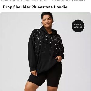 Rhinestone Embellished Black Hoodie